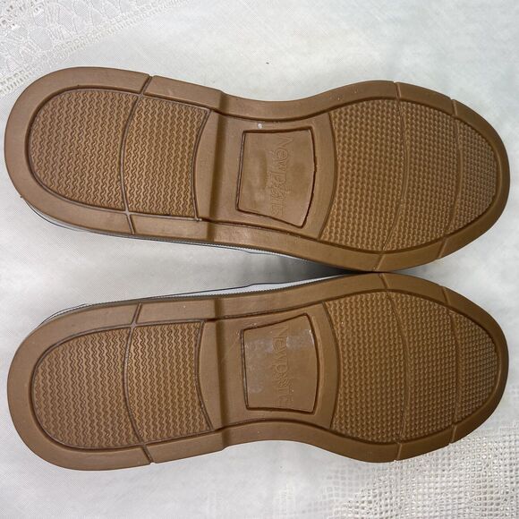 NEWPORTS Boat Shoes Suede Nubuck Lace Up Loafers Rubber Soles Mens 8 Tan Brown - Picture 7 of 8